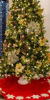 Hand Felted Wool Christmas Tree Skirt - Red with Cream Tacked Snowflakes - 60" - ARCADIA HOME